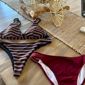Bikini top and two bottoms